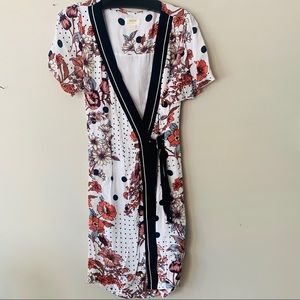 Anthropologie Maeve Cream Wrap Dress size 12